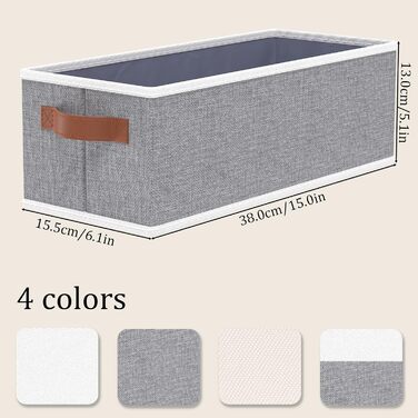 Набір коробок для зберігання OUTBROS із 3 предметів, складні кошики для зберігання з ручками, коробки-органайзери для гардеробу, спальні та офісу, сірі, 38 x 15,5 x 13 см (3 шт.)