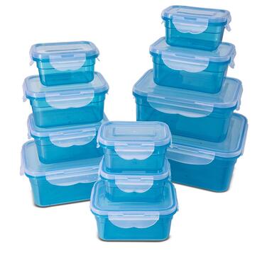 Контейнери для зберігання продуктів My Home із застібкою-клікатором, герметичні коробки для зберігання, 22 шт. и, підходять для мікрохвильової печі, морозильної камери та посудомийної машини, сині (набір з 11 коробок - всього 22 шт. и)