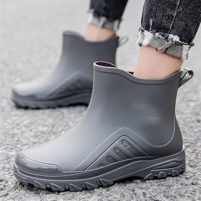 Чоловічі гумові чоботи, чоловіче взуття для активного відпочинку, гумові чоботи, міцні водонепроникні гумові робочі чоботи, червоні, розмір 41 EU