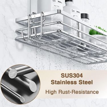 Полиця для душу без свердління, 2 шт., нержавіюча сталь SUS304, клейка полиця для ванної кімнати