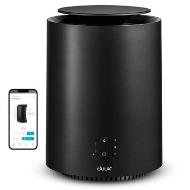 Розумний керамічний вентилятор-обігрівач Duux Threesixty 2 - Тихий - Електричний обігрівач на 360 з потужністю 1800 Вт та 3 рівнями потужності - Енергозберігаючий вентилятор-обігрівач з інтелектуальним керуванням - Чорний