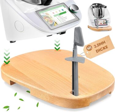 Дерев'яна розсувна дошка для Thermomix TM6 TM5, для розсувної дошки Thermomix з додатковим місцем для ложок, високоякісні тефлонові глайди, переміщення без зусиль, бук