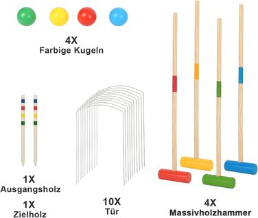 Гра в крокет, набір для крокету на 2-4 гравців, гра в крокет для дітей та дорослих, дерев&39яна іграшка, гра для всієї родини в саду на свіжому повітрі, гра на спритність