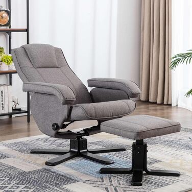 Крісло-табуретка з відкидною спинкою для телевізора, обертове крісло, поліестер, дерево, сірий колір