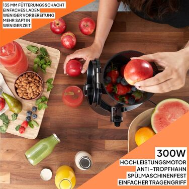 Потужні соковижималки для цілих фруктів Slow Juicer, жолоб подачі 135 мм, 300 Вт, сік холодного віджиму, горіхове молоко, шнекова соковижималка Fridja F2500