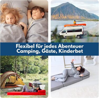 Складаний матрац, Складаний матрац, Розкладний гостьовий матрац, Дорожній матрац, Сірий, 120x200x10 см