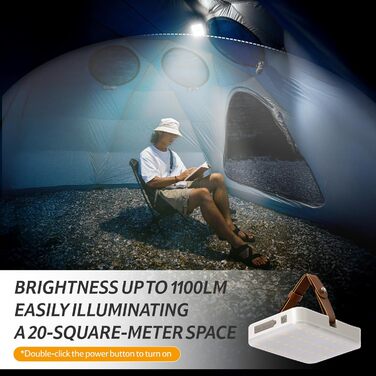 Світлодіодний кемпінговий ліхтар Naturehike 11000 мАг 1100 лм, супер яскравий кемпінговий ліхтар, що перезаряджається, з гачком, три рівні колірної температури, плавне регулювання яскравості до 180 годин, 11000 мАг 1100 лм