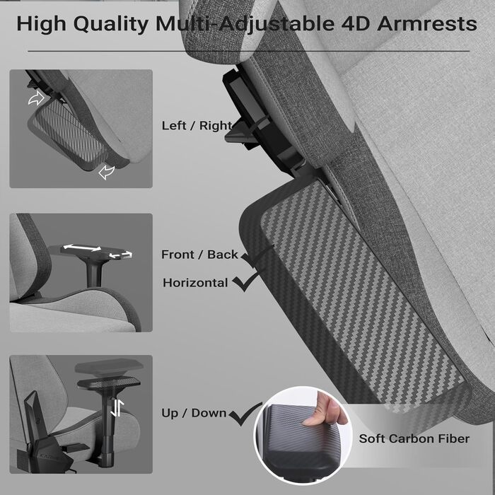 Ергономічне ігрове крісло з підтримкою для голови та попереку Велике офісне крісло світло-сірого кольору Кут нахилу 155 з фіксатором Чохол з повітропроникної тканини світло-сірого та чорного кольорів