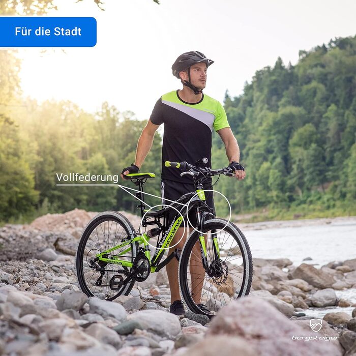 Дюймовий, 29-дюймовий гірський велосипед, дискові гальма, 21 швидкість, повна підвіска, повністю гірський велосипед для хлопчиків, дівчаток, жінок та чоловіків, 29-дюймовий зелений, 26-