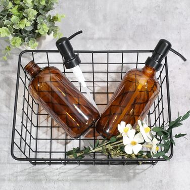 Дозатор для мила скляний, дозатор для мила 500 мл коричневого кольору з насосом з нержавіючої сталі, набір твердих дозаторів для м