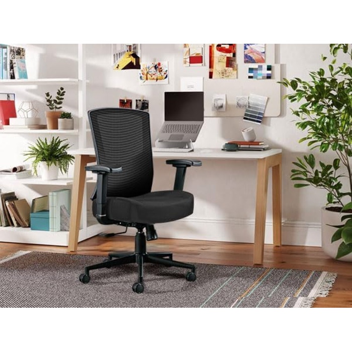 Офісний стілець Fantasylab ергономічний стілець для роботи 200 кг із надзвичайно широким сидінням, піна з ефектом пам&39яті 13 см, крісло для керівника з регульованою поперековою опорою, чорний, без підголівника