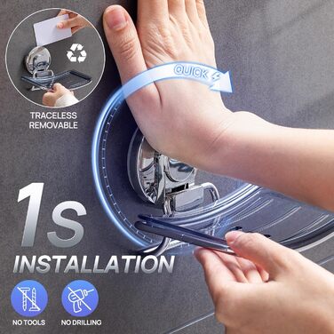 Хромована мильниця для ванної кімнати, всмоктувальна мильниця Max Hold 5 KG без свердління, нержавіюча, водонепроникна, настінна м