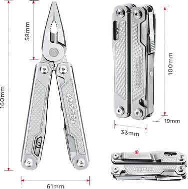 Багатофункціональні плоскогубці з нержавіючої сталі SwissTech 17-IN-1 Складаний багатофункціональний інструмент Багатофункціональн