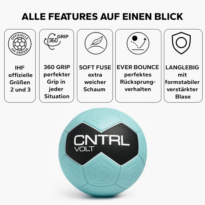 Гандбольний м&39яч CHAIZ CNTRL Volt, синій Без смоли та сумісний зі смолою Максимальний контроль та зчеплення м&39яча Найкращий тренувальний та матчевий м&39яч для чоловіків/жінок, синій 2