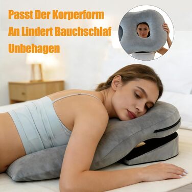 Подушка для сну обличчям вниз, післяопераційна подушка для підтримки, регульований по висоті масажний підголівник для ліжка, обладнання для відновлення після вітректомії сітківки (сірий)