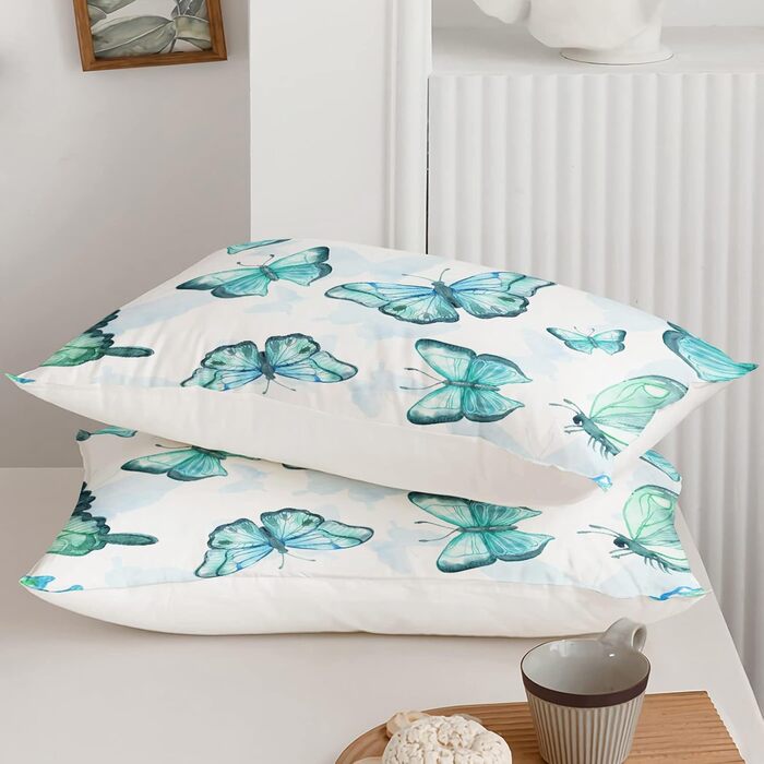 Ковдра QOOMO метелик, двоспальне ліжко, комплект дитячої постільної білизни з метеликами, 3-секційна, друкована ковдра з 2 наволоч