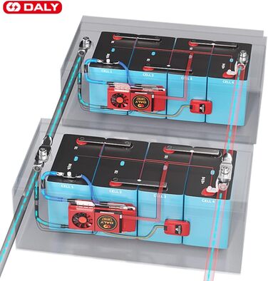 Паралельний модуль DALY BMS 1 A з вентилятором Smart BMS LiFePo4 8S 24 В 250 А та портом CAN, Smart BMS Bluetooth ключ для літієвих акумуляторів 3,2 В, інвертор, ДБЖ та домашня система зберігання (Li-ion 14S 48V CAN BT, 300A вентиляторпаралельний Module1A