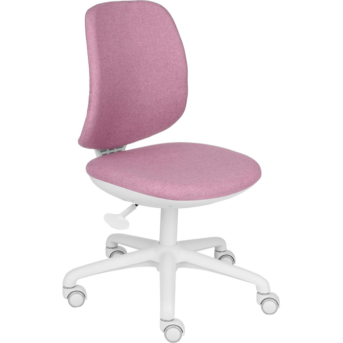 Обертовий стілець для дітей та підлітків, Active White, з регульованою глибиною спинки, ергономічними пазами на спинці, максимальне навантаження до 150 кг, сприяє правильній поставі. (Білий/Рожевий)