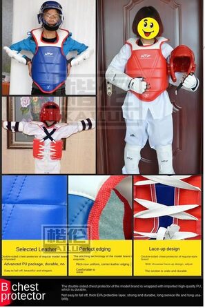 Захисний костюм для тхеквондо для дорослих та дітей, комплект для змагань з бойових мистецтв, комплект щитків для гомілки, голова, рот, рукавички, комбінований спортивний захист, дитячий, синій, 130-150 см