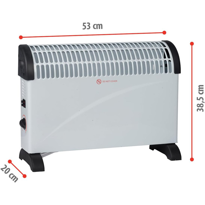 Електричний конвекційний обігрівач alpina CHYO2 електричний радіатор потужністю 2000 Вт з регульованим термостатом та функцією турбо для приміщень площею до 15 м білий