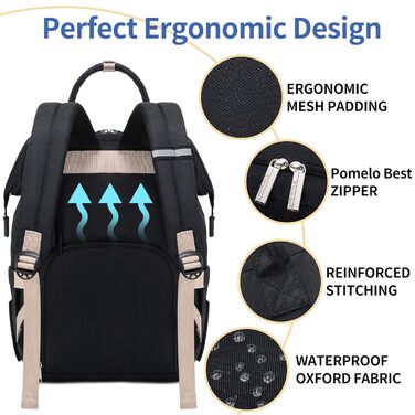 Пеленальний рюкзак стильний пеленальний рюкзак з пеленальним килимком багатофункціональний водовідштовхувальний рюкзак великої міс