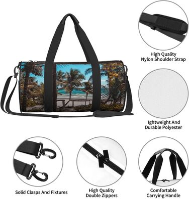 Спортивна сумка, дорожня сумка, пляжна сумка, з пальмами, принт, сумка на нічліг, чорна, універсальний розмір