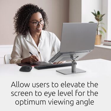 Підставка для ноутбука Kensington до 16 дюймів, з регулюванням висоти та кута нахилу, вентиляційними отворами, тримачем для ноутбука зі вбудованим відділенням для зберігання та антиковзними силіконовими накладками (K50424WW). До 16 дюймів. З відділенням д