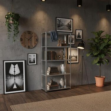 Полиця для зберігання Relaxdays, сталь, ВШХ 150x75x30 см, 200 кг, 5 полиць, для підвалу, гаража та майстерні, надміцна полиця, сріблястий колір