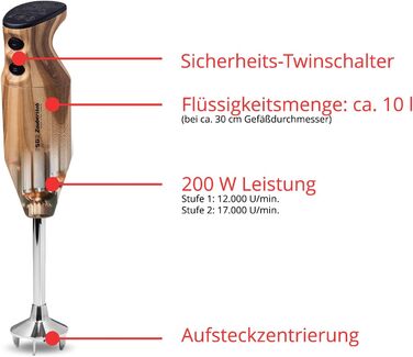 Занурювальний блендер ESGE-Zauberstab 91021 Design Edition Douglasie, електричний AC-двигун, 2 швидкості, 17 000 об/хв