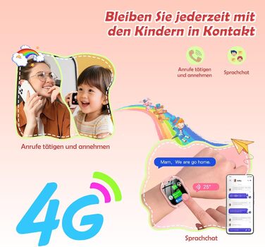 Дитячий смарт-годинник зі слотом для SIM-картки, LBSWiFiGPS-трекер, підтримка 4G, ліхтарик, екстрений виклик SOS, телефонний дзвінок, голосовий чат, шкільний режим, IP67, рожевий дитячий годинник для дівчаток