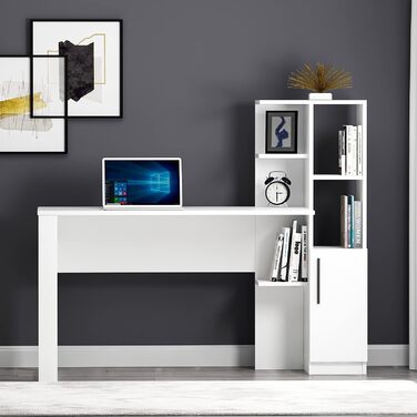 Письмовий стіл Homidea Tody - Комп&39ютерний та письмовий стіл - Робочий простір - Місце для зберігання з дверцятами та полицями в сучасному дизайні для домашнього офісу або дитячої кімнати (Tody - білий)