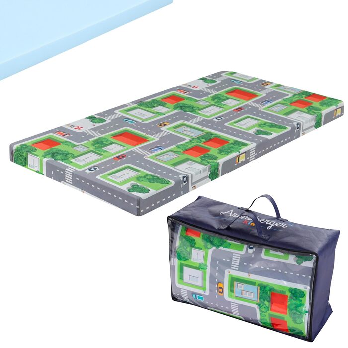 Дитячий дорожній матрац Arensberger 60x120 см Висота 6 см Складаний дитячий матрац Гелева піна зі знімним чохлом та сумкою для перенесення Матрац для дитячого ліжечка Складаний ігровий матрац Oeko-Tex