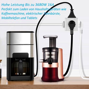 Багаторозетковий куб з кабелем, 5-ходовий розетковий куб з 5 розетками змінного струму, багаторозетковий кубічний адаптер 3680 Вт
