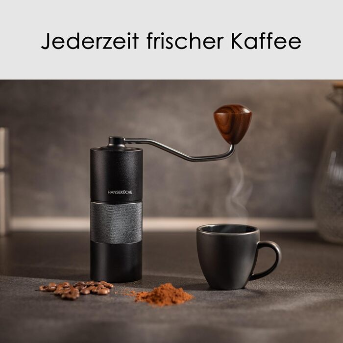 Ручна кавомолка Hansekche - Високоякісна ручна кавомолка з нержавіючої сталі з регульованим помелом - Професійний аксесуар для кав