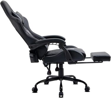 Ігрове крісло Delman, гоночне крісло, офісне крісло, комп&39ютерне крісло, масажна функція з 6 точками вібрації, крісло керівника зі штучної шкіри, ергономічна підставка для ніг 12-0037 (сірий колір)