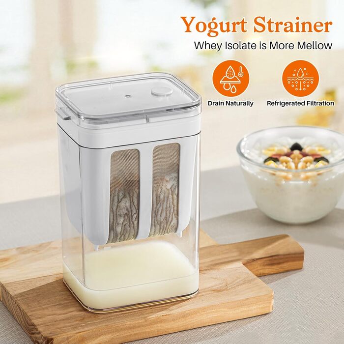 Ситечко для грецького йогурту Сепаратор сироватки, що миється, з кришкою Миюча йогуртниця з сітчастими ситечками Сито для йогурту для фільтрації соку Молочна сітка Побутовий
