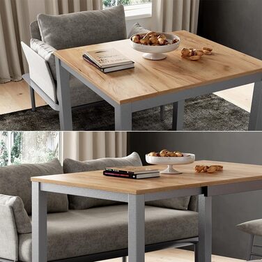 Обідній стіл Vicco Granny, дуб/сірий, 120 x 70 см, розсувний дуб/сірий 80-120 x 76 x 70