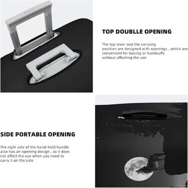 Чохол для валізи Вовчий Нічний Місяць, міцний захист для багажу, підходить для валіз розміром 45.7 - 81.3 см, малий, Чорний