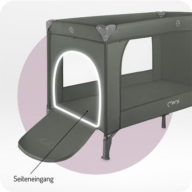 Дитяче та дитяче дорожнє ліжечко MoMi BELOVE PLUS 2-в-1, складне, 2 рівні для сну для немовлят до 9 кг та дітей до 15 кг з дитячим матрацом, ігровою ручкою, пеленальний килимок та сумка для перенесення, темно-зелений