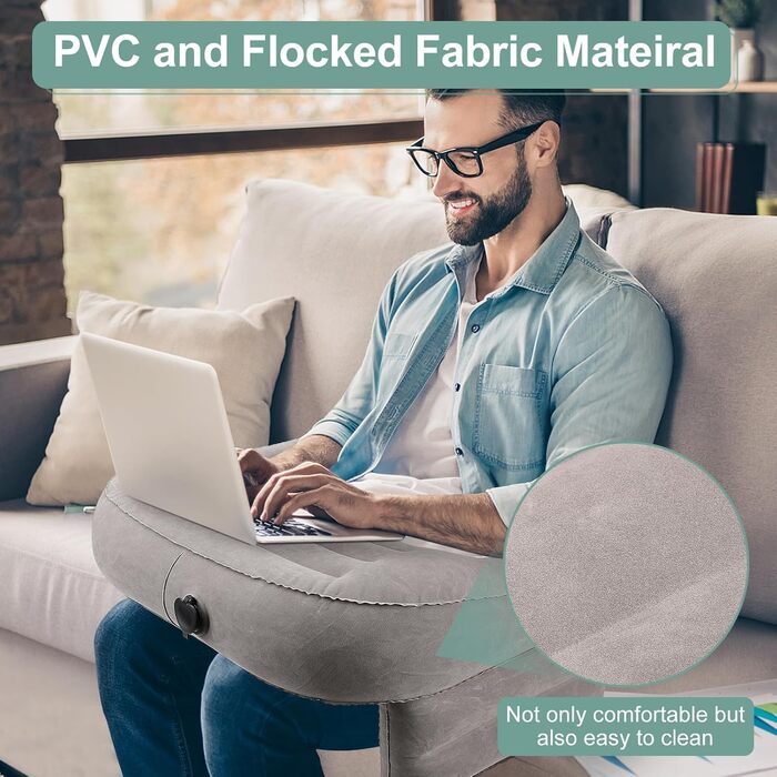 Надувна подушка для читання Wakects, подушка для колін з ПВХ, велика ігрова подушка для колін, м&39яка подушка для підлокітника ноутбука з флокованою поверхнею та 3 надувними отворами