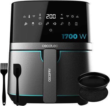 Фритюрниця Cecotec 5.5 л Cecofry Full InoxBlack 5500 Pro з аксесуарами. 1700 Вт, Компактний і цифровий, Дієтична фритюрниця, Тип з нержавіючої сталі, Без олії, PerfectCook, аксесуари в комплекті Inox Аксесуари Full Pro