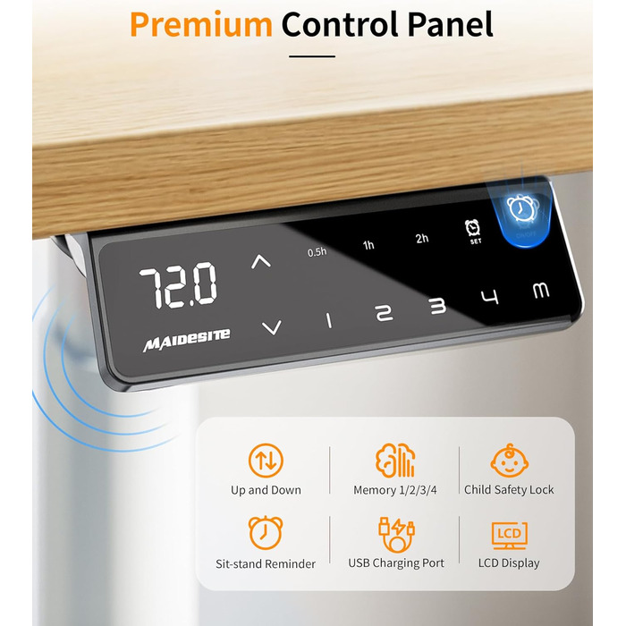 Каркас столу MAIDeSITe EL2 Plus Art з регульованою висотою та овальною конструкцією ніжок, електричний двомоторний каркас столу з регулюванням висоти від 62 до 125 см, 4 елементи керування пам&39яттю, стіл з регульованою висотою, білий