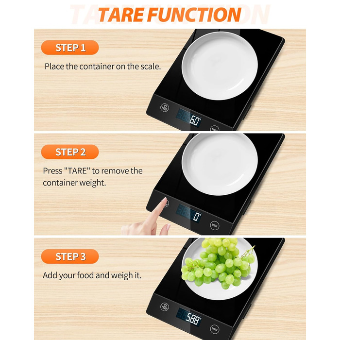 Кухонні ваги цифрові 10 кг Кухонні ваги скляні Цифрові ваги Електронні побутові ваги для випічки, функція тари, сенсорна кнопка, т