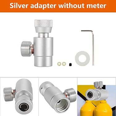 Балон CO2 Наповнення бака CO2 Заправний бак CO2 TR21-4 до W21.8 Комплект для підключення редуктора тиску в циліндрі для набору адаптерів для заправки Бак Підключення пляшки Homebrew Kit (срібний адаптер без лічильника)