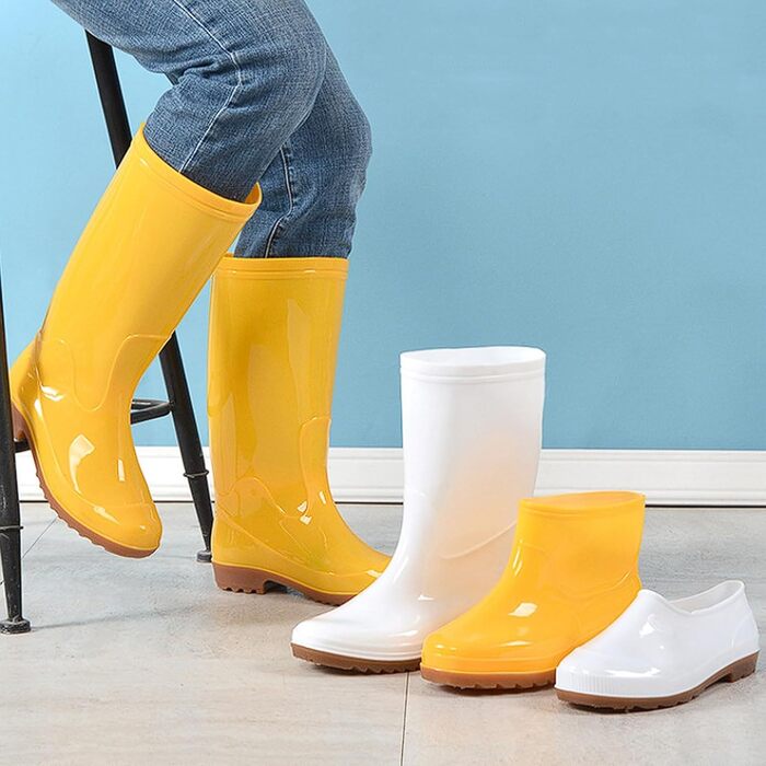 Чоловічі гумові чоботи з високим, середнім та коротким верхом, нековзні робочі чоботи з ПВХ з м&39якою підошвою, жовто-білі гумові чоботи Yellow 1 32 EU