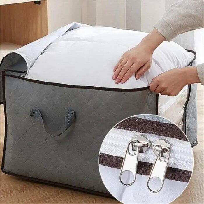 Контейнер для зберігання одягу, складний органайзер для шафи, контейнер для зберігання з ручками, щільна тканина для одягу, ковдра, зручний темно-сірий