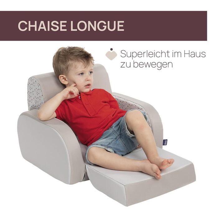 Дитяче крісло Chicco Twist, підходить для дітей від 1 року, трансформується в шезлонг та диван, з 3 конфігураціями, зручне та легке, трансформується одним рухом, для дітей від 12 місяців, крісло-реклайнер для дитячої кімнати, сірий, версія 2025