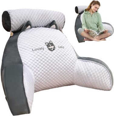 Подушка для читання для ліжка Подушка для спини для сидіння в ліжку Подушка для читання Ice Silk Подушка для спини з підлокітниками Подушка для читання для дорослих у ліжку Подушка для читання для ліжка та дивана 50x70 см Heiser