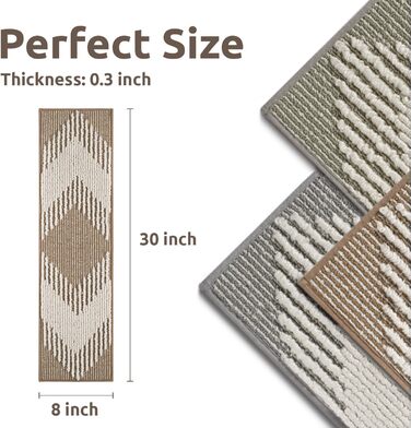 Килимки для сходів PADOOR для внутрішніх дерев&39яних сходів, що миються, багаторазові, самоклеючі, для дітей та собак, 20,3 x 76,2 см, коричневі, 15 шт.