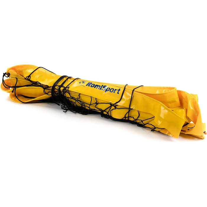 Професійна волейбольна сітка RomiSport для пляжного волейболу, 8,5 м, жовта, Всепогодна (для залів та вулиці)